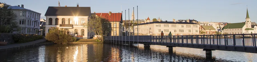 reykjavik, solnedgång, sommar, island